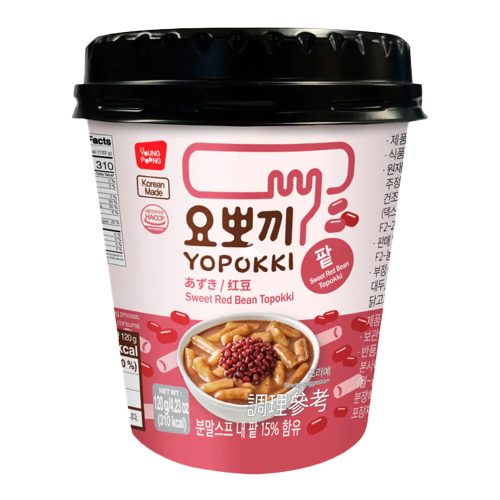 30x115 g Yopokki instant rizstorta csészében édes vörösbab ízű