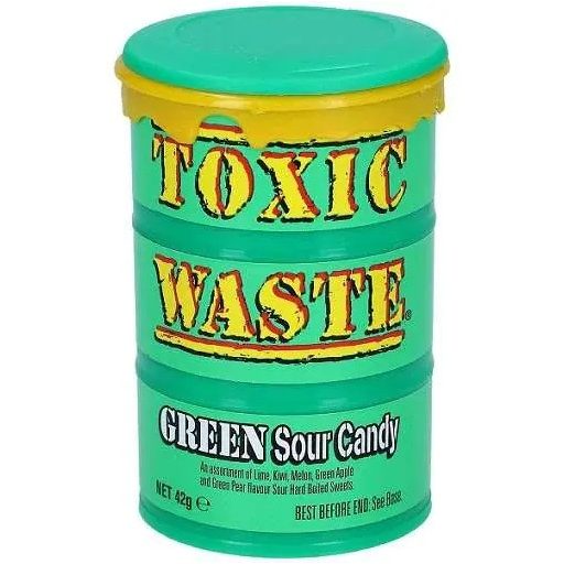Toxic Waste Zöld hordós extra savanyú cukorka 42g