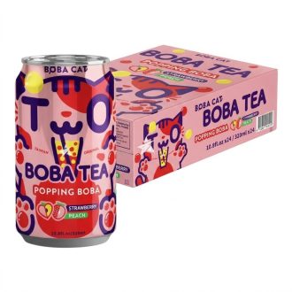   24DB BobaCat őszibarack és eper ízű gyümölcsös buborékos tea 320ml