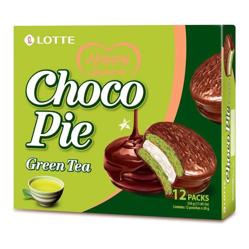 8x12x28g Lotte Csokoládés Pite Zöld Tea Ízesítéssel