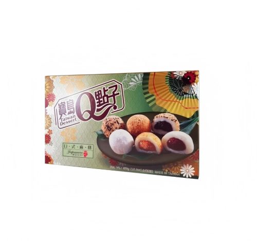 12x450g Taiwan Dessert Q Japán Mochi MIX (Vörösbab, Mogyoró, Szezámmag) Ízesítéssel
