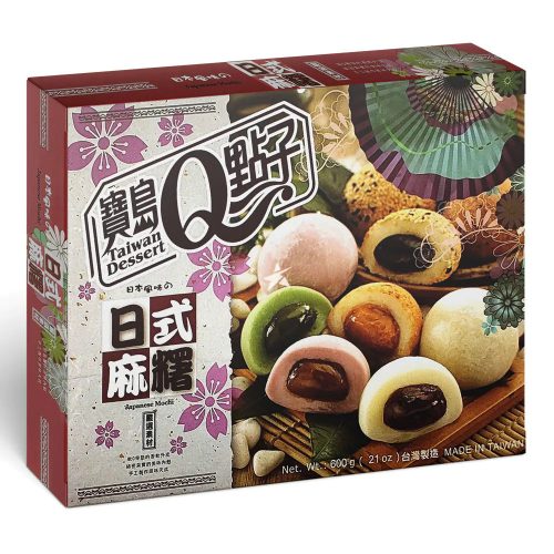 12x600g Taiwan Dessert Q Japán Mochi MIX (Matcha, Taro, Mogyoró, Vörösbab, Szezámmag) Ízesítéssel