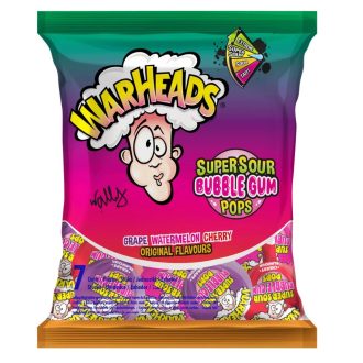   Warheads Bubble Gum Pops savanyú nyalóka válogatás (7 db) 105g
