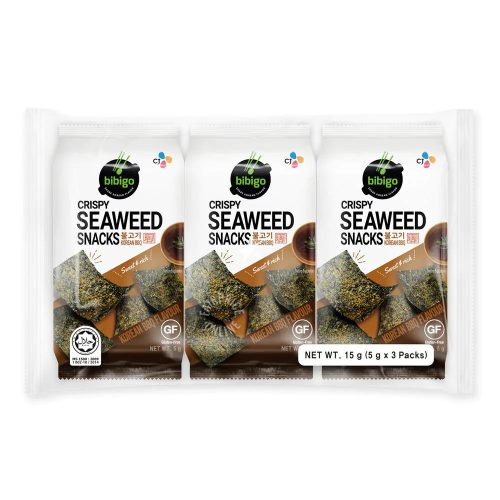 12x(3x5g) 15g CJ Bibigo Ropogós Alga Snack BBQ Ízesítéssel