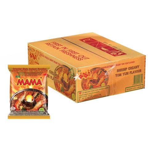30x55g Mama Brand Oriental Style Instant Tészta Garnélarák és Krémes Tom Yum Ízesítéssel