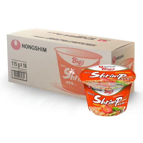 16x115g Nongshim Tésztaleves Csípős Garnélarák Ízesítéssel Tálban