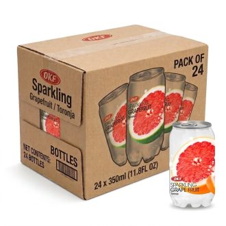 24瓶OKF碳酸饮料，葡萄柚味，350毫升