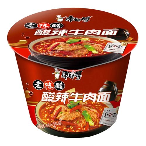 12x128g Master Kong Instant Bowl Noodle Vinegar Sour Hot Beef Flavour