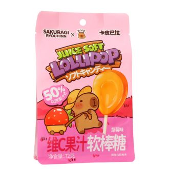 72克水豚维生素C果汁棒棒糖，草莓味
