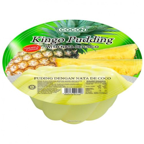 12x420g Cocon Kingo Zselés Puding Nata de Coco-val (tálkás), Ananász Ízesítéssel