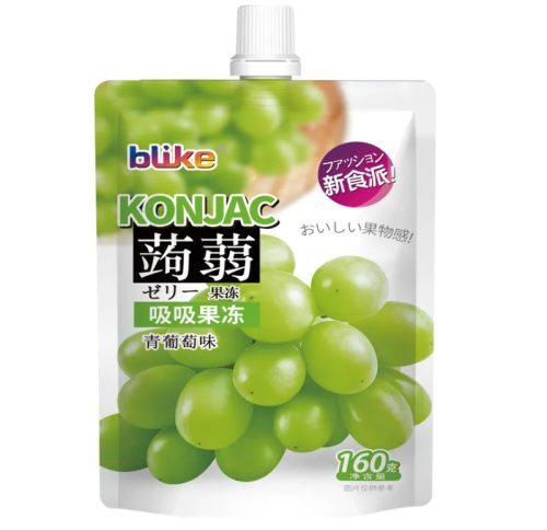 80x160g Jindefu Szívószálas Konjac Zselé, Zöld Szőlő Ízesítéssel