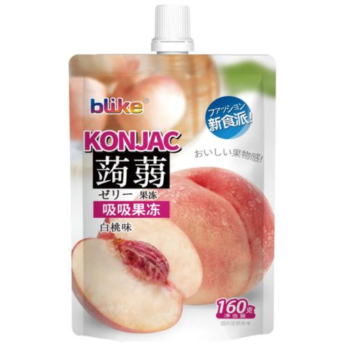80x160g Jindefu Szívószálas Konjac Zselé, Fehér Őszibarack Ízesítéssel