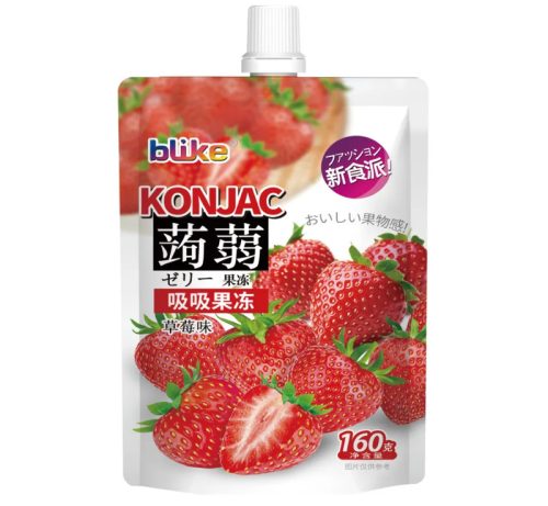 80x160g Jindefu Szívószálas Konjac Zselé, Eper Ízesítéssel