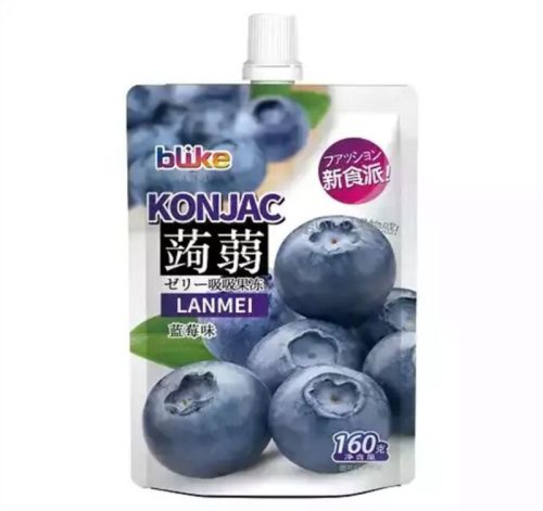 80x160g Jindefu Szívószálas Konjac Zselé, Áfonya Ízesítéssel