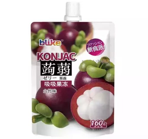 80x160g Jindefu Szívószálas Konjac Zselé, Mangosztán Ízesítéssel
