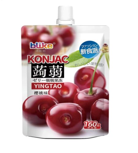 80x160g Jindefu Szívószálas Konjac Zselé, Cseresznye Ízesítéssel