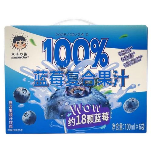 108x100ml Muzi Tea Mixed Juice Blueberry Flavor