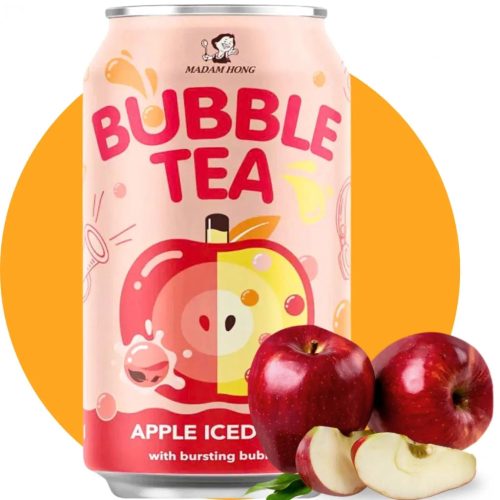 24x320ml Madam Hong LADYBOBA Iced Tea Apple Popping Flavor