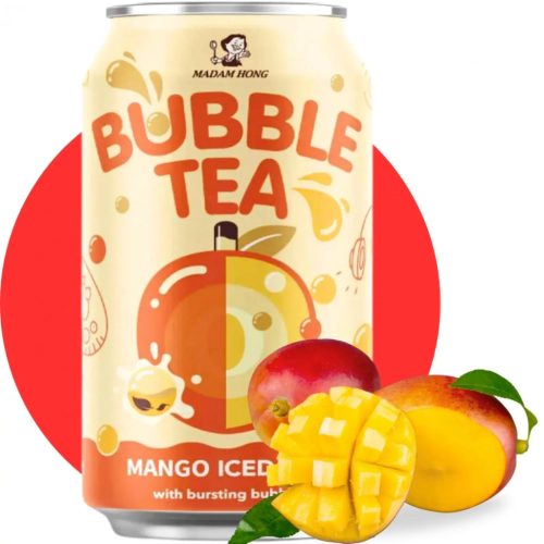 24x320ml Madam Hong LADYBOBA Iced Tea Mango Popping Flavor