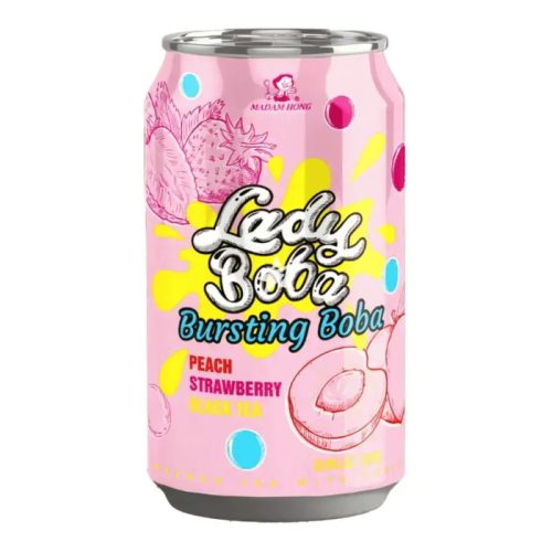 24x320ml Madam Hong LADYBOBA Pearl Tea Peach Strawberry Flavor