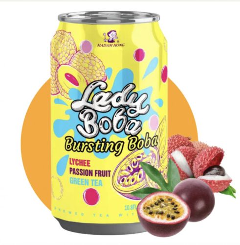 24x320ml Madam Hong LADYBOBA Pearl Tea Lychee Passion Fruit Flavor