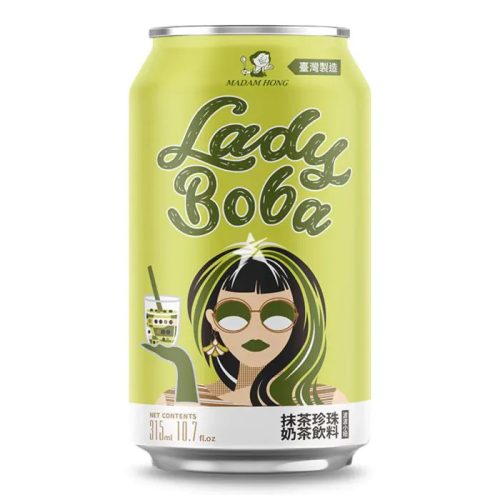 24x315ml Madam Hong Lady Boba Canned Drink - Matcha Latte Bubble Tea 
